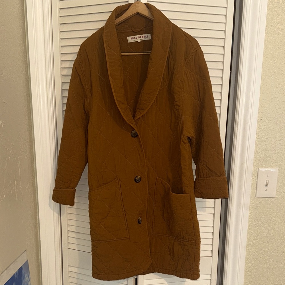 Free People Tan Quilted Trench Coat - S
